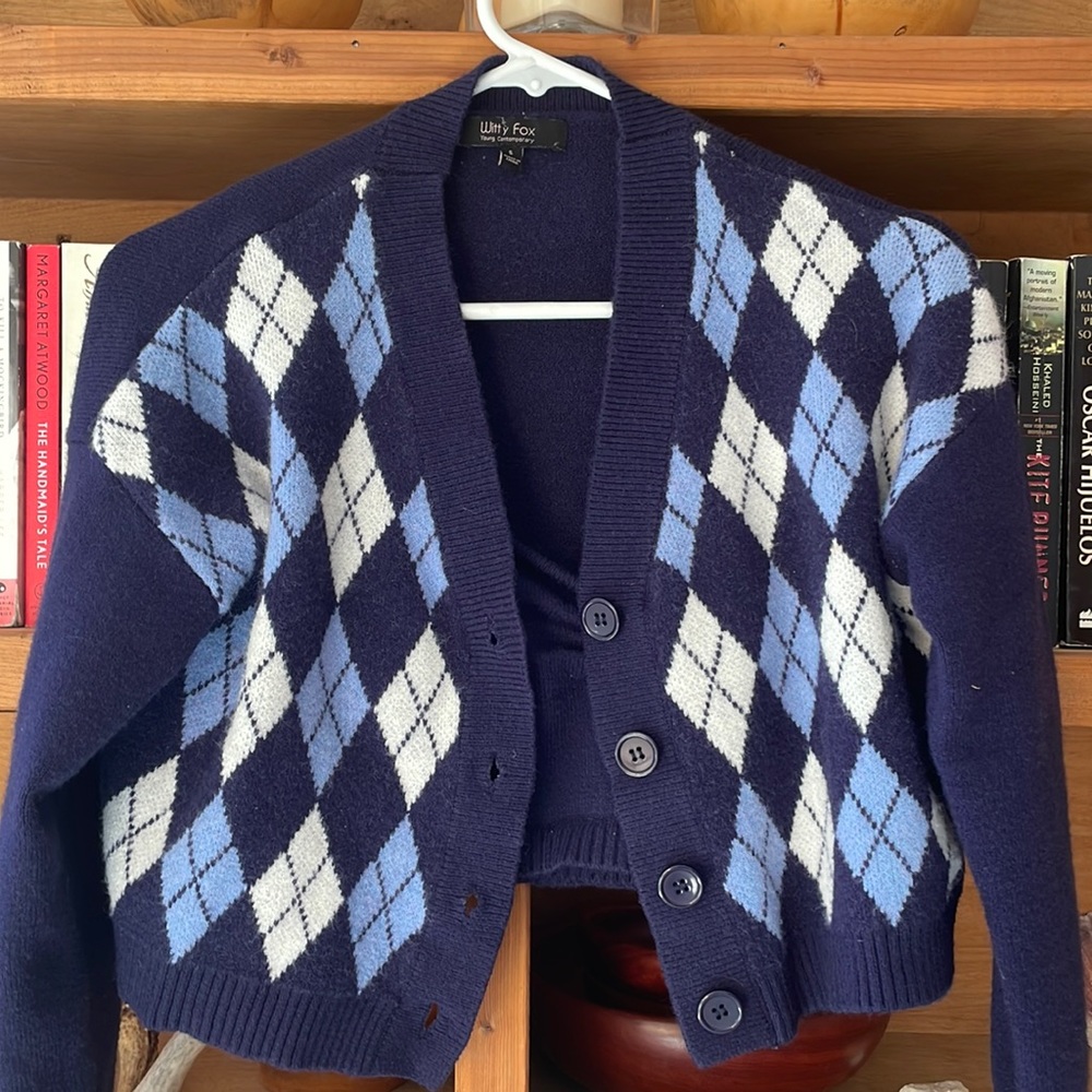 BLUE CARDIGAN & TANK SET WOMENS SMALL